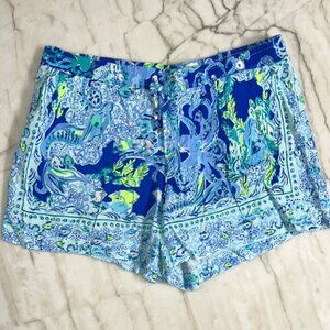 Lilly Pulitzer Katia Shorts size large .. Mermaid Octopus Blue Green